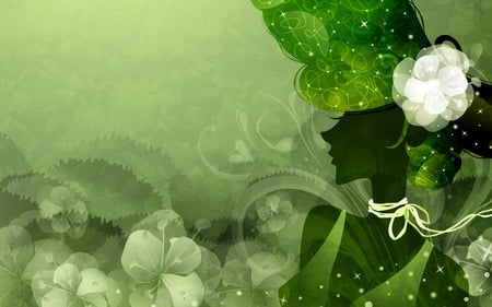 green silhouette - woman, green, silhouette, fantasy