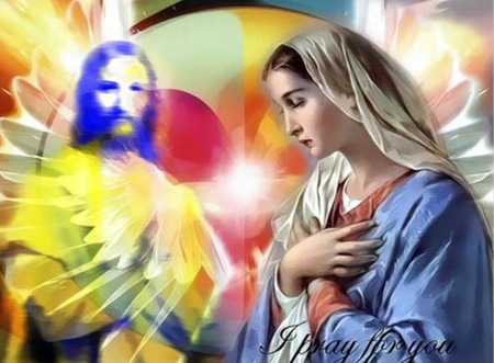 Mothe and Son - jesus, mama mary, religion, color, love