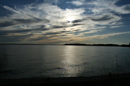 Sunset at North Point State Park in Maryland - clouds, water, beach, sky