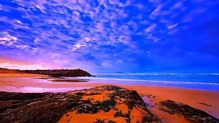 Tomorrow Dreams - sand, sky, rock, ray, clouds, reddish, blue