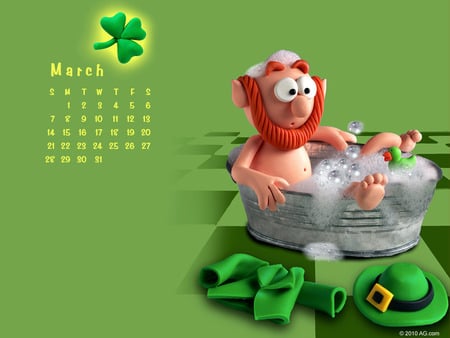 Leprechaun Bath - calendar, bath, leprechaun, st patricks, march