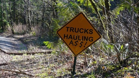 Edited Mountain Road Sign - widescreen, sign, humor, forest, washington, mountain