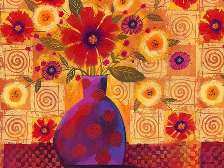 Wallflowers - flowers, vase, bright, cheerful