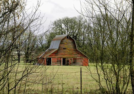 Old hay barn - field, farm, old, barn