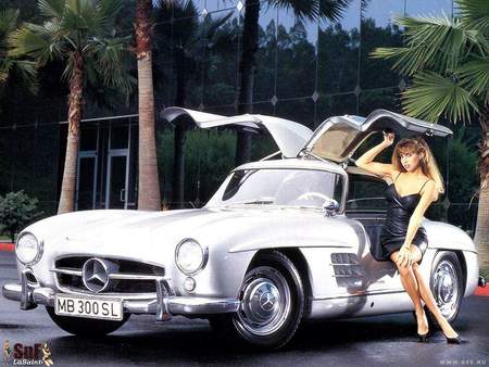 Model/Gull Wing Mercedes - silver, mercedes, outdoors, model