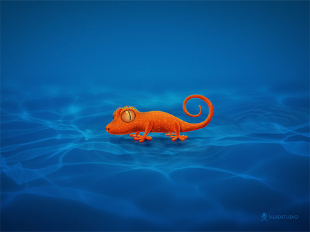 gecko - abstract, 3d and cg, blue