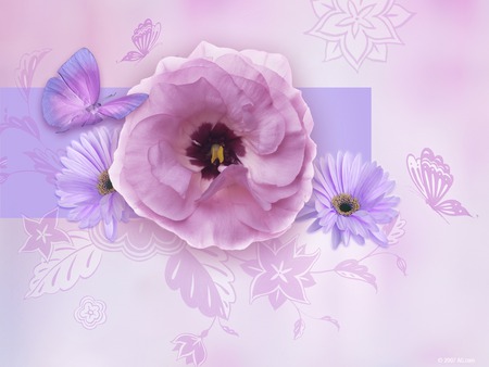 Lavender World - butterfly, pink, soft, flowers, butterflies, lavender