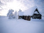 OLD HOUSE IN SNOW