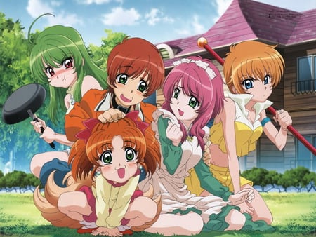 yoko tomohane keita nadeshiko tayune - girls, anime, inukami, other