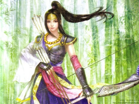 Beautiful Archer - sexy, hot, girl, female, warrior, anime girl, fantasy, bow, forest, weapon, anime, bamboo, cute, arrow