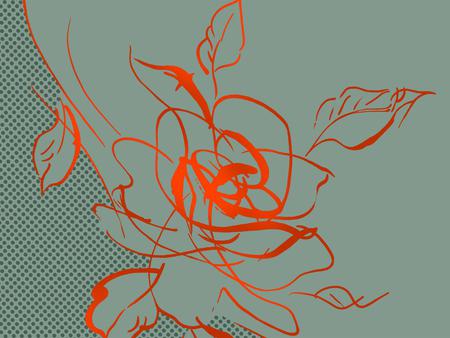 sketch of rose 1600x1200. jpg - bloom, sketch, rose, red