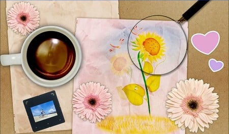 break time - break, cofee, flowers, draw, painting, pictures, time