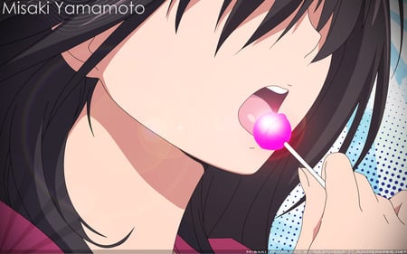 Yamamoto Misaki - vector, sexy, girl, hatsukoi limited, close, long hair, yamamoto misaki, black hair, anime, cute, lollipop