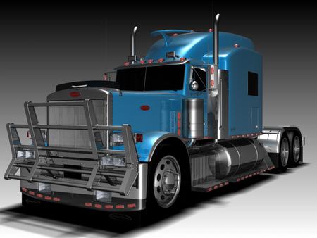 King Of The Road - blue, diesiel truck, king of the road, cg, tractor trailer, big rigg, silver, 3d, semi truck