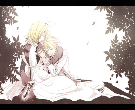 Len & Rin - anime, vocaloid, girl, kagamine len, blonde hair, love, short hair, boy, kagamine rin, cute, kiss, brothers, sexy, blue eyes