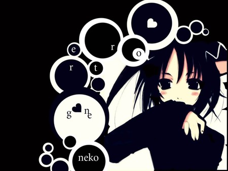 black neko - black, anime, neko, anime girl, rock, girl, cool