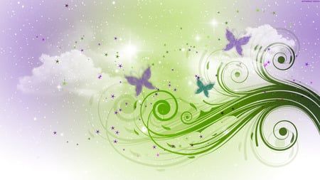 BUTTERFLY DESIGN - butterfly, vector, purple, green