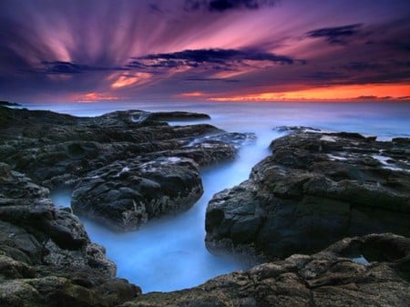 Rocky Beach - colors, sunset, cool, rocky beach