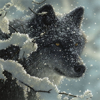 black wolf snow