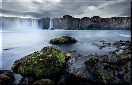 WATERFALLS OF HEAVEN - waterfalls, wide, beautiful, rock, cliff