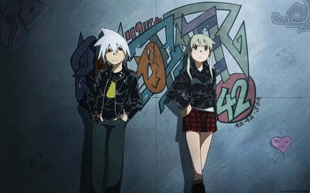 Soul & Maka - anime, soul, soul eater, eater, leather, girl, cute, bad ass