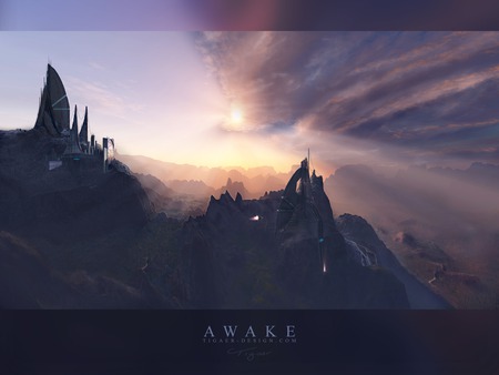 AWAKE - clouds, beautiful, city, cool, fantasy, nice, sun, new, sky, wallpaper