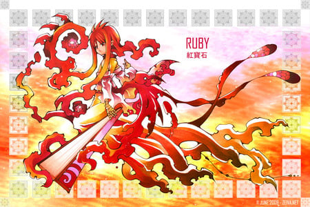 Ruby - anime, anime girl, female, hot, girl, gem, jewel, july, fantasy, birthstones, jewelry, cute, sexy