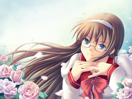 Dream of Rose - sexy, hot, female, girl, anime girl, rose, school uniform, anime, uniform, cute, flower