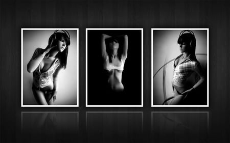 Bruuno - widescreen, music, model, girl, black and white