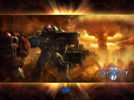 marines - starcraft, a-bomb, terran, marines, shooting