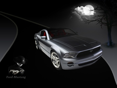 Ford Mustang - ford, logo, car, black, mustang, gray