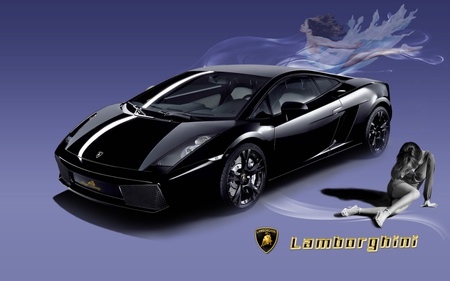 Lamborghini Black - logo, lamborghini, black, blue