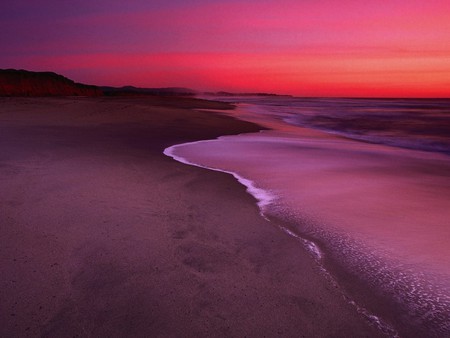 Dunes Beach2C Half  Moon Bay2C California . jpg - beach, sunset, romantic, red