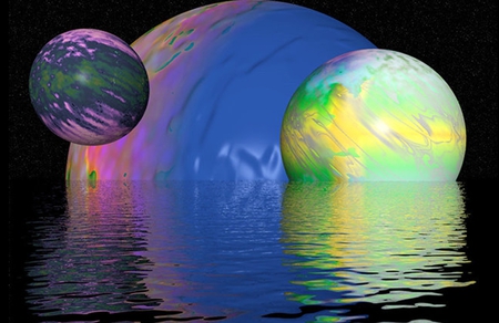 Space Vista - planets, water, worlds, space, cg, alien, art, abstract, multicolored, globes, 3d, spheres