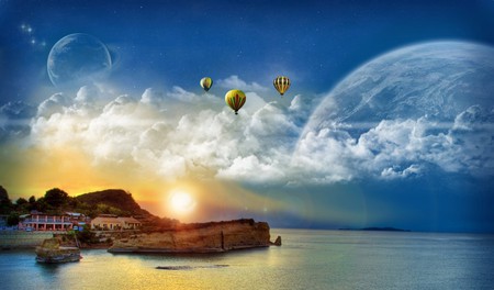 Sky Balloons - sky, balloons, air, 3d and cg, hot, abstract