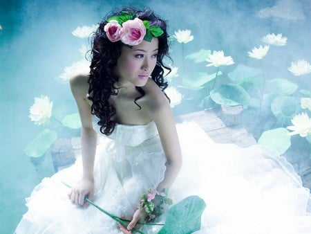 Asian Bride  - bride, girl, beauty, flower, cute, nice, asian, sexy, young