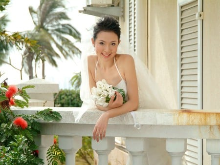 Asian Bride  - bride, girl, beauty, flower, rose, cute, nice, asian, sexy, young