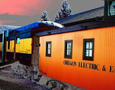 boxcars - train, boxcars, oregon, orange, blue