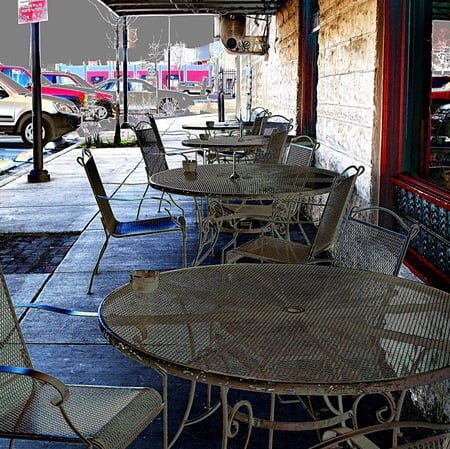 table for all - street, cafe, oregon, tables