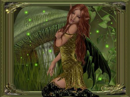 Fairy - abstract, fairy, fantasy, green