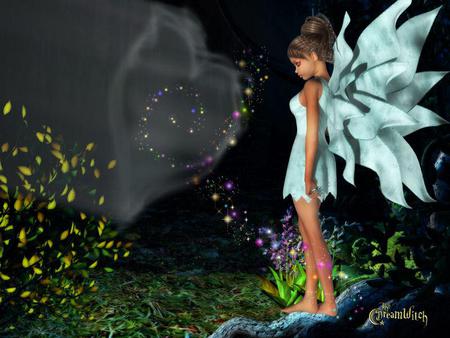 Fairy - abstract, fairy dust, flowers, fairy, fantasy