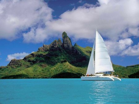 Boat - water, clouds, boat