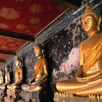 Row of golden buddhas