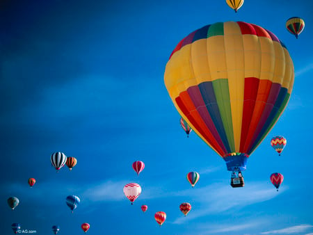 Up and Away - balloons, colors, sky