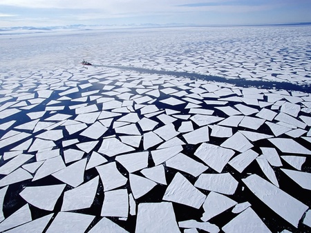 Icebreaking, McMurdo Sound, Antarctica - blue, amazing, snow, antartica, seasons, nice, antarctica, sky, winter, mcmurdo, beautiful, ship, sound, cool, icy, icebreaking, ice, frozen, white, awesome