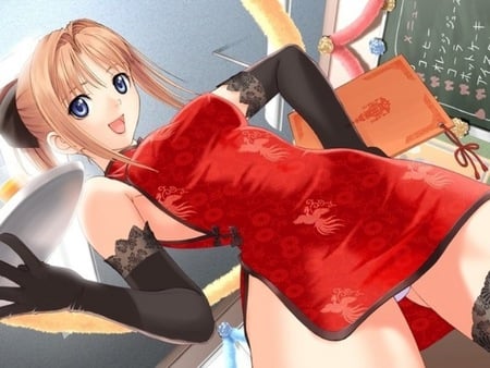 Chinese dress - anime, girubatto, sexy, girl