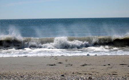 MISTY WAVES - waves, sandy, ocean, beach