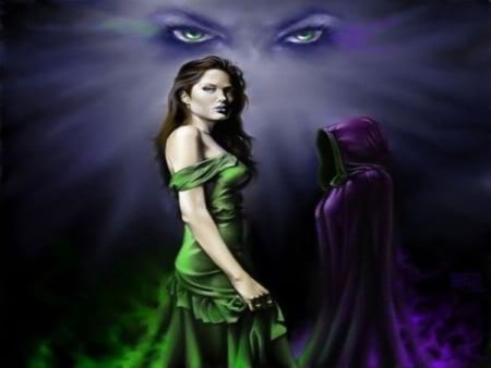 GREEN EYES - green, purple, female, eyes