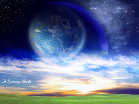 A Dreamy world - stars, sky, beautiful, blue, dreamy, world