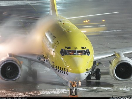 Yellow plane - big, water